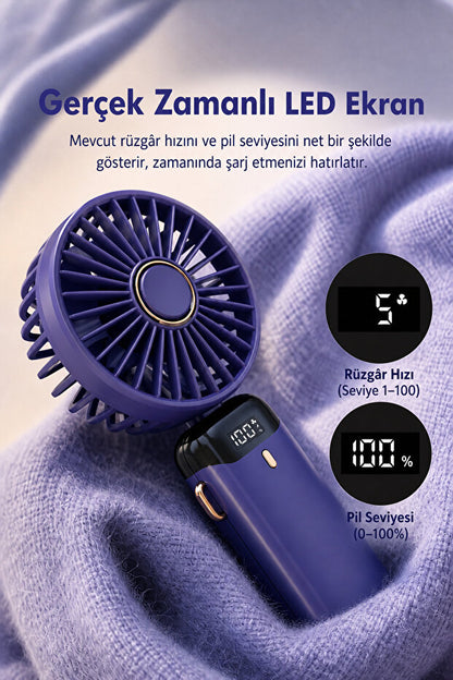 Mini Klima Şarjlı El Fanı Vantilatör 5 Kademeli Hız Serinletici Fan